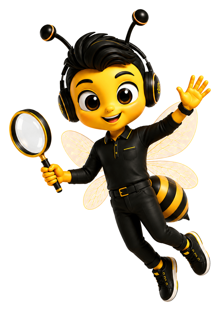 BeeBee 手持放大镜挥手欢迎达人加入